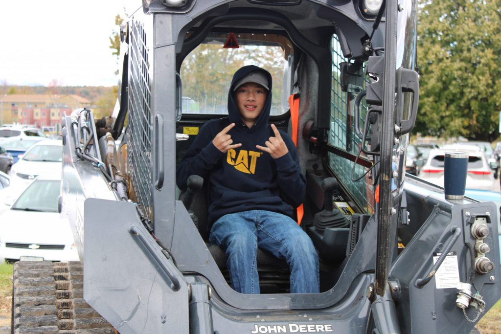 student inside construction mobile
