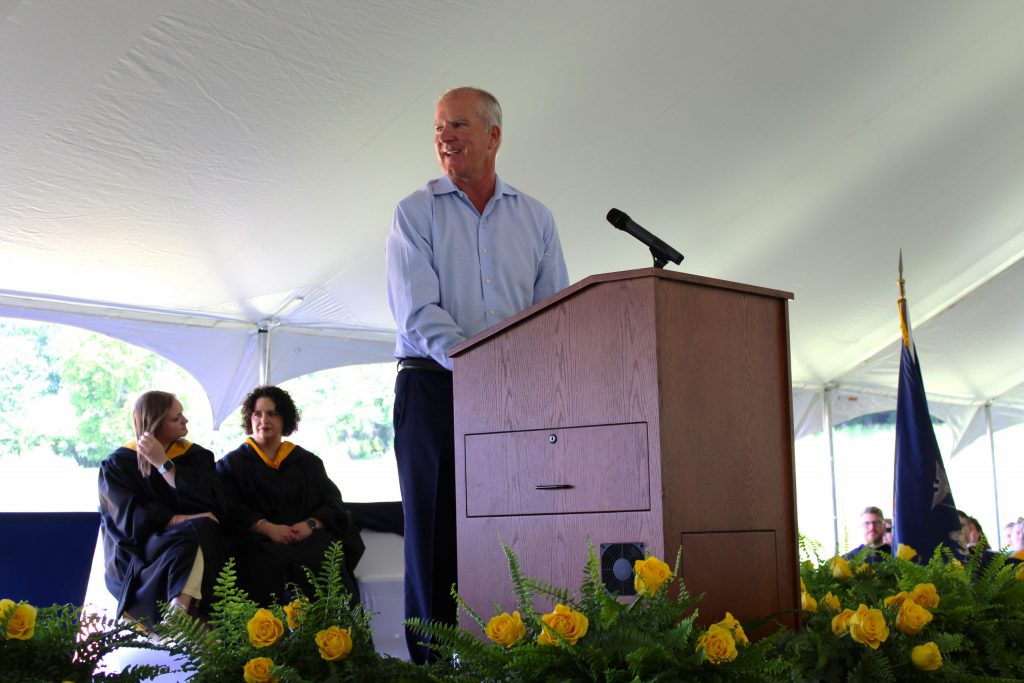 photo of teacher on podium