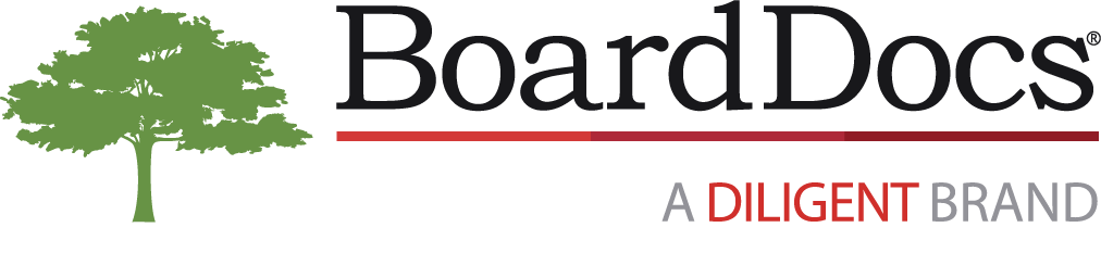 BoardDocs logo, featuring lettering a green tree with the wording "A Diligent Brand".